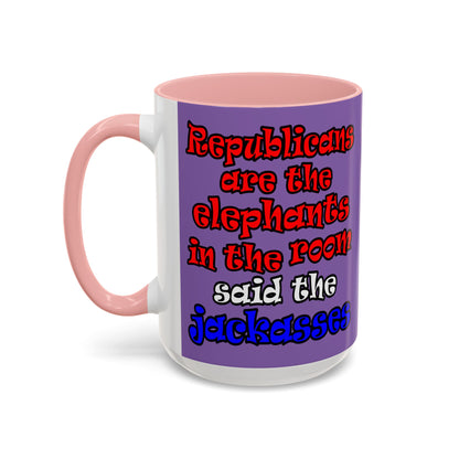donkeys and elephants - Accent Mug (light purple)