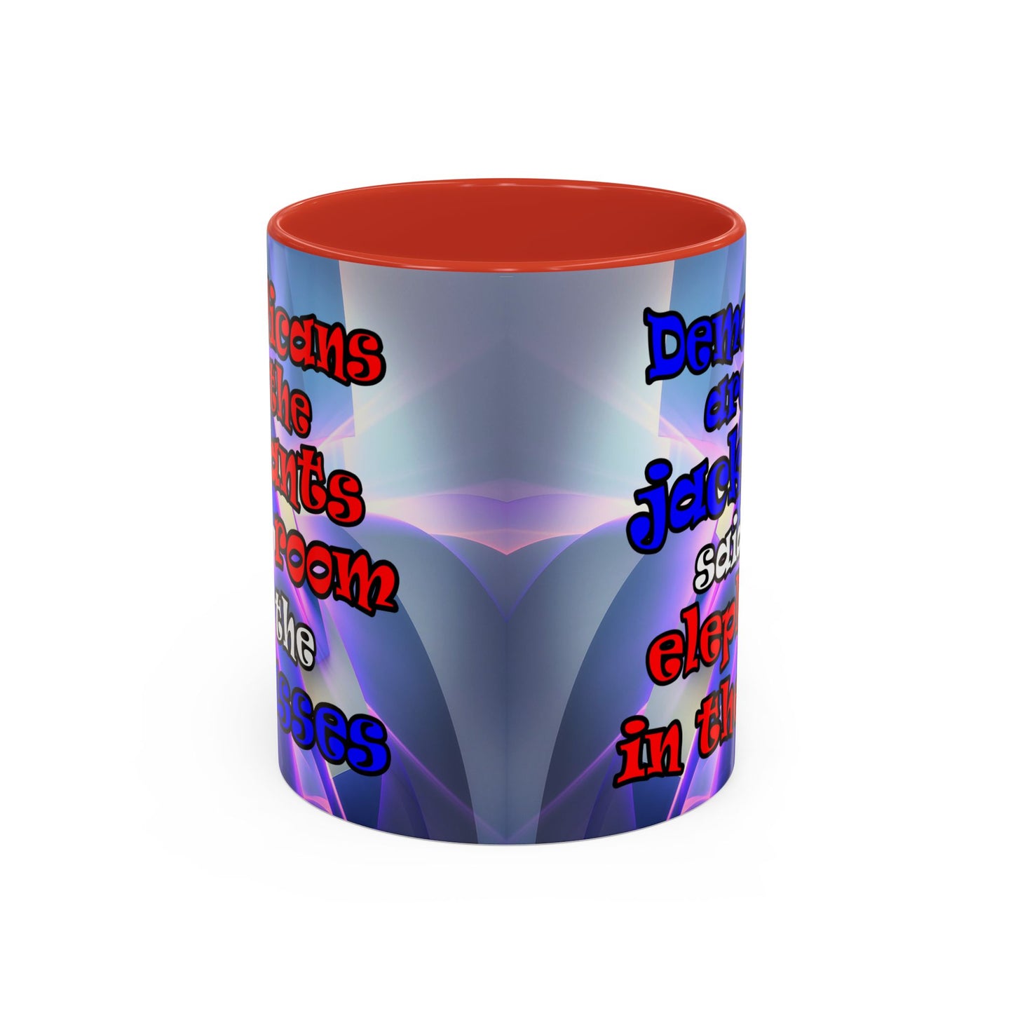 donkeys and elephants - Accent Mug (grey-pink wave)