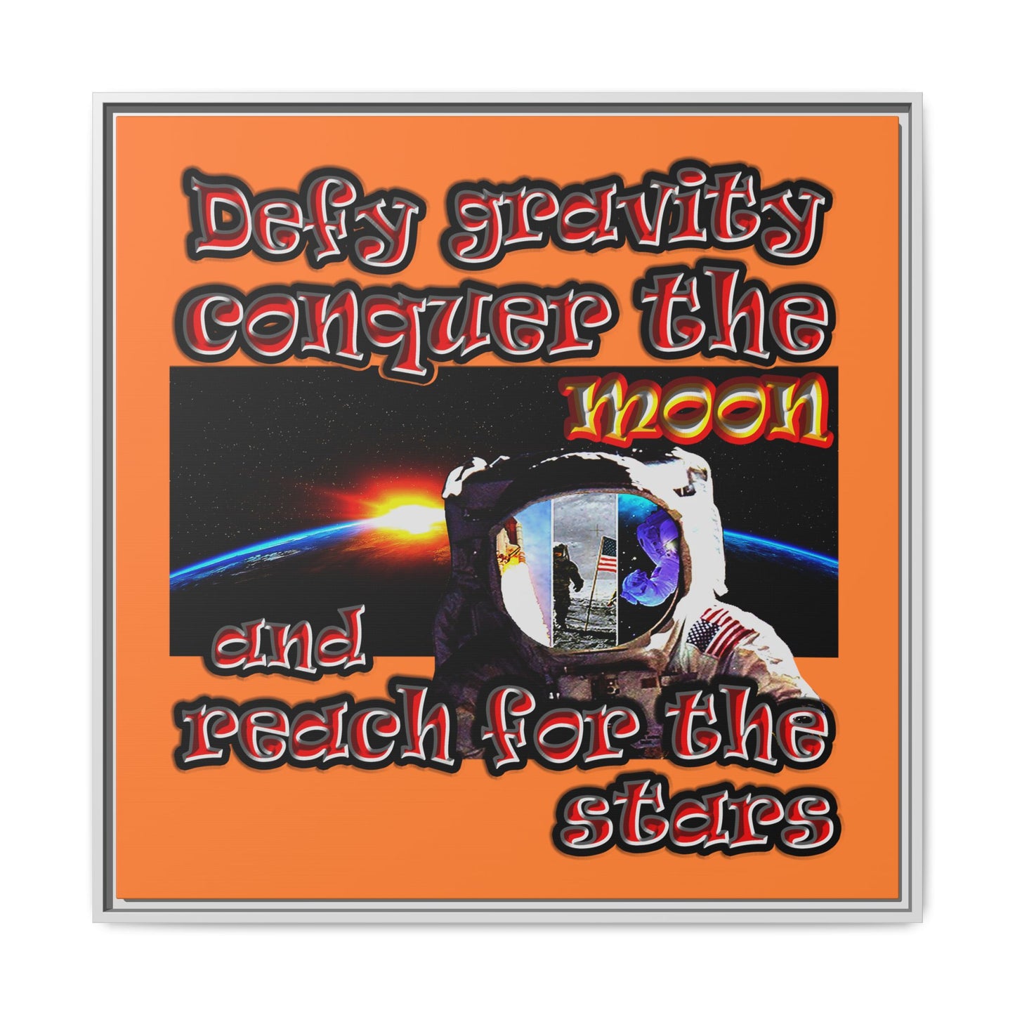 defy conquer reach - framed canvas art (crusta)