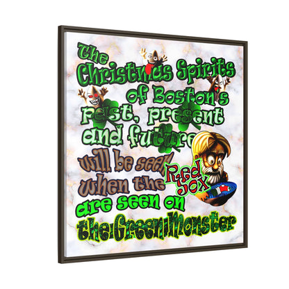 christmas spirits of boston - framed canvas art (white marble)