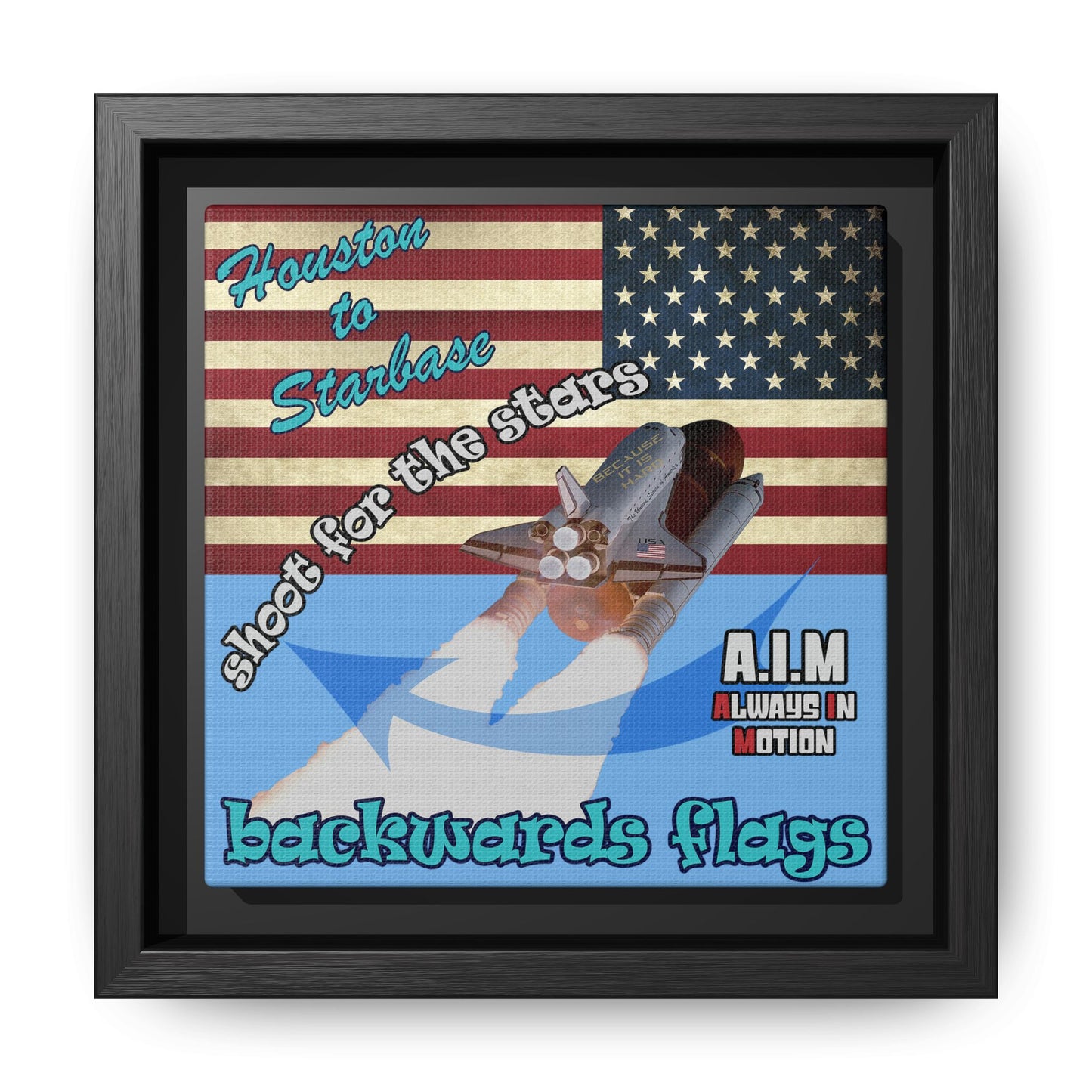 shoot for the stars - framed canvas art (light blue)