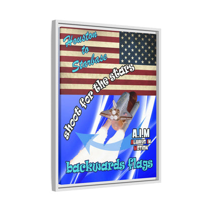 shoot for the stars - framed canvas art (blue-white wave)