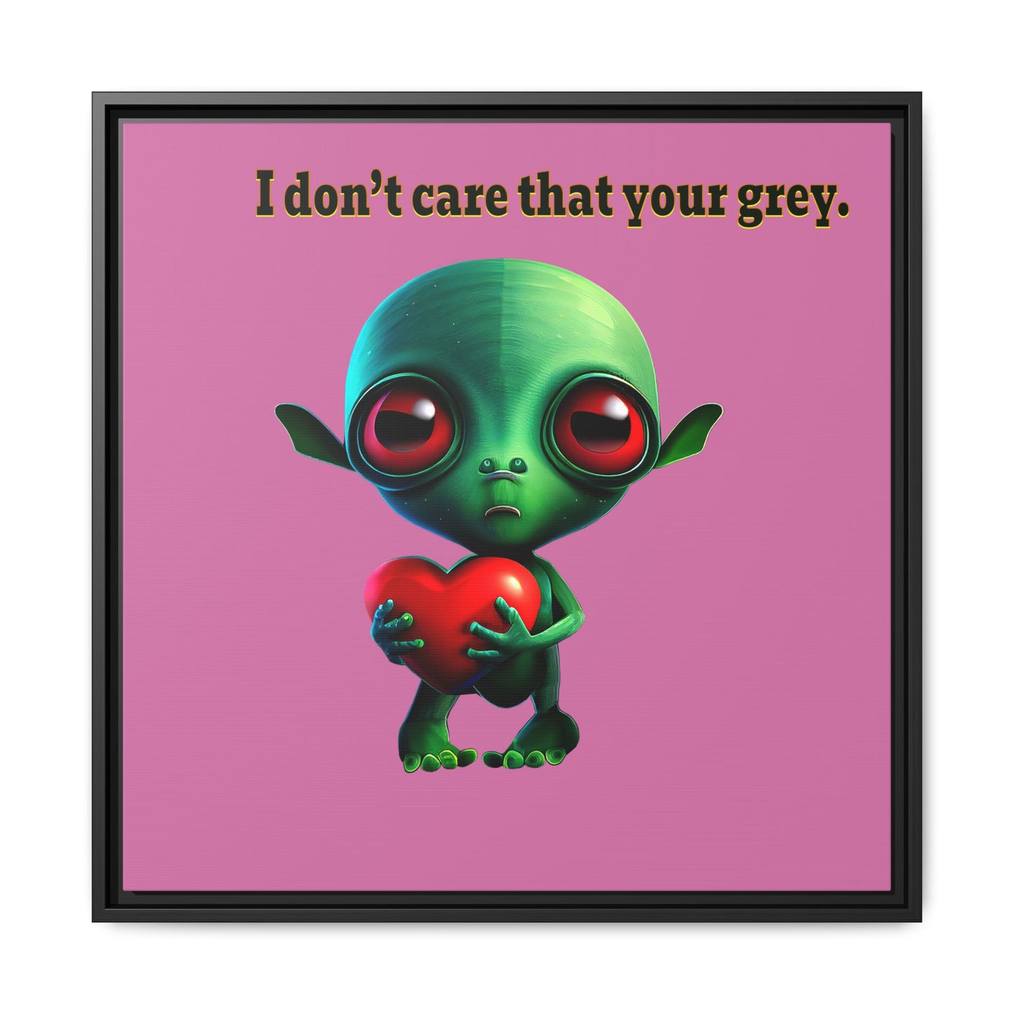 I don't care that your grey - framed canvas art (light pink)