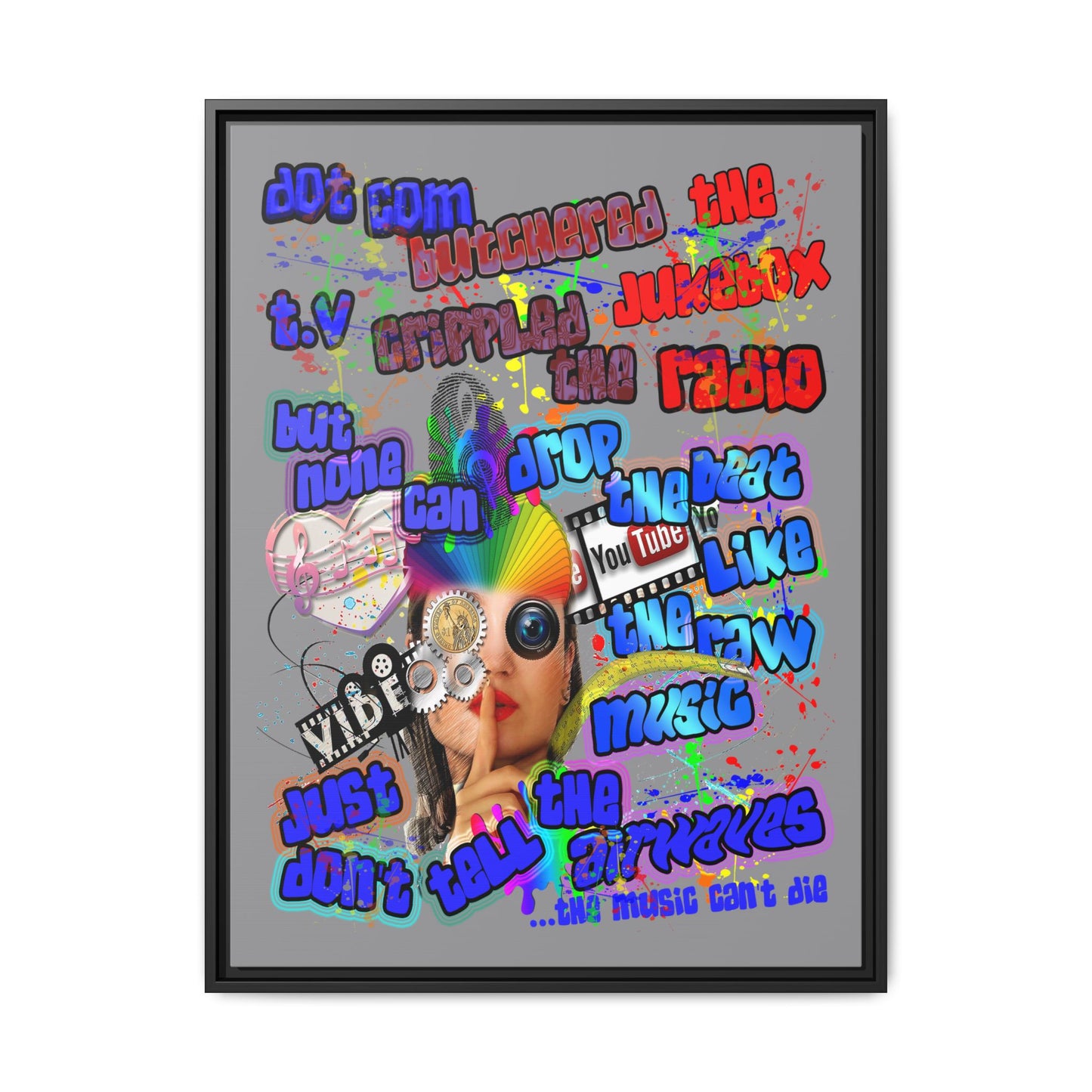 drop the beat - framed canvas art (grey)