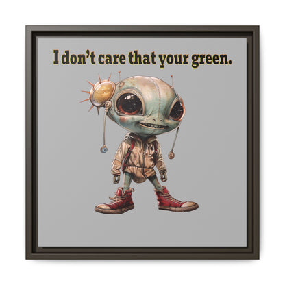 I don't care that your green - framed canvas art (light grey)