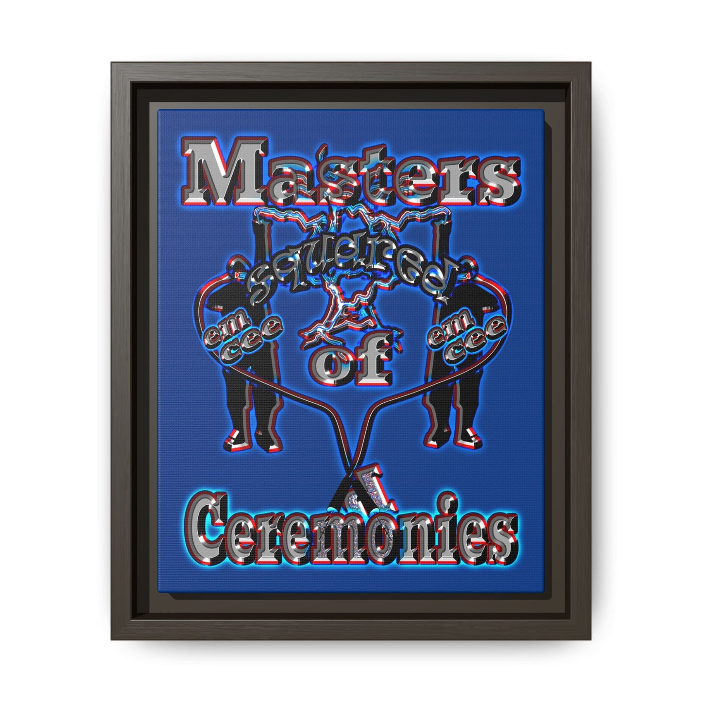 em cee squared - framed canvas art (dark blue)