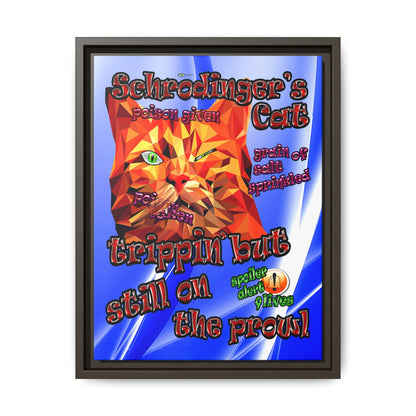 schrodinger's cat - framed canvas art (blue-white wave)