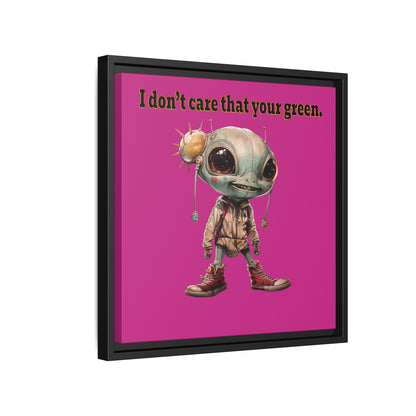 I don't care that your green - framed canvas art (pink)