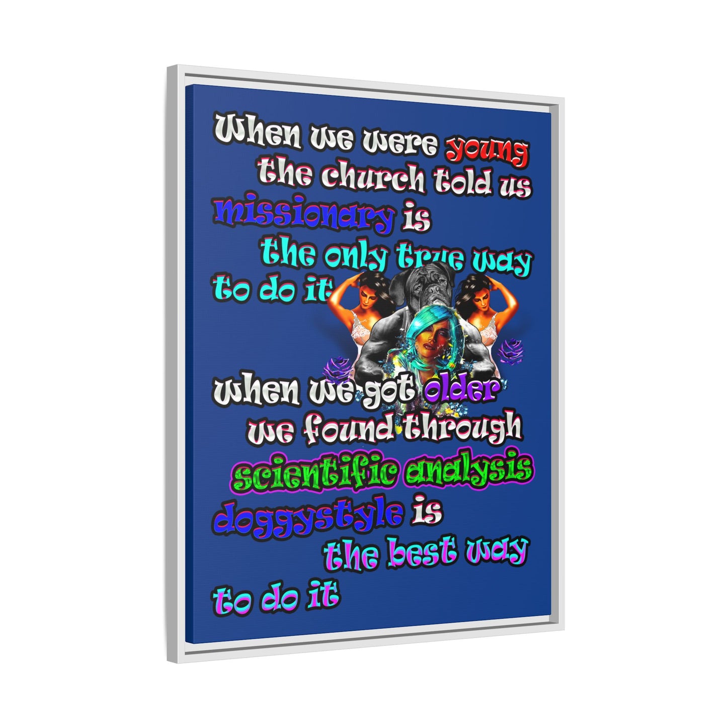 doggystyle - framed canvas art (dark blue)