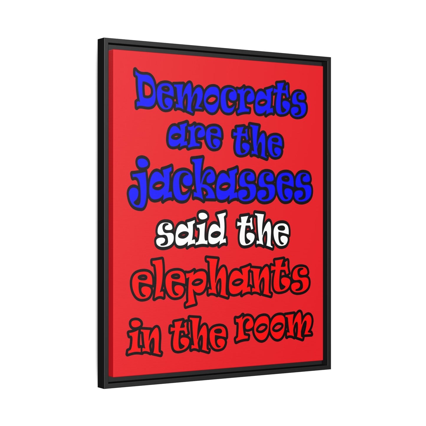 donkeys and elephants - framed canvas art (red)