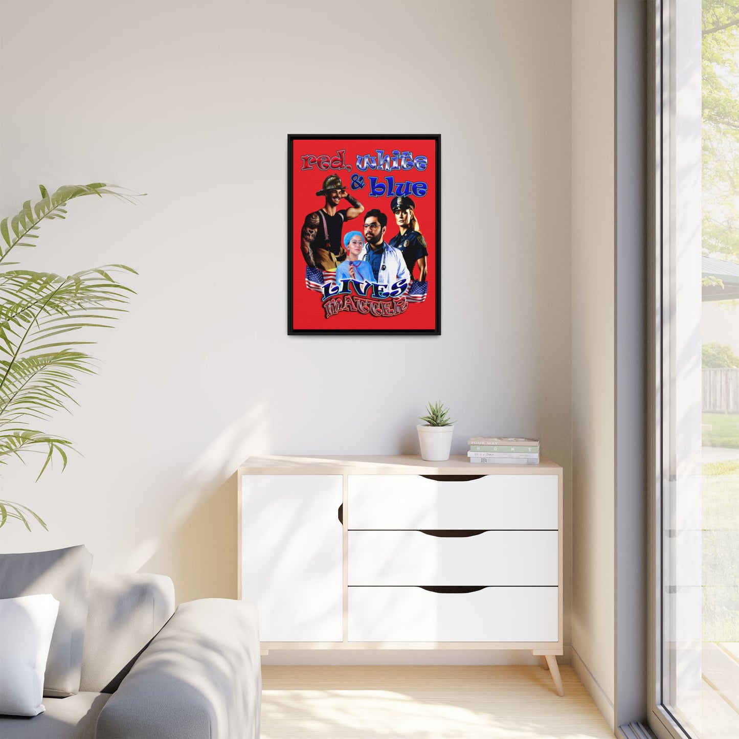rw&b lives matter - framed canvas art (red)