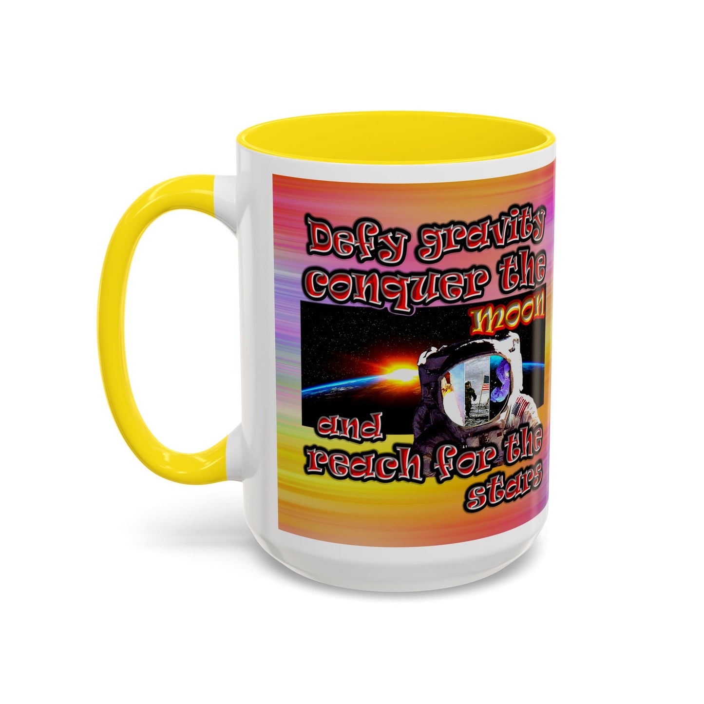 defy conquer reach - Accent Mug (color blur)