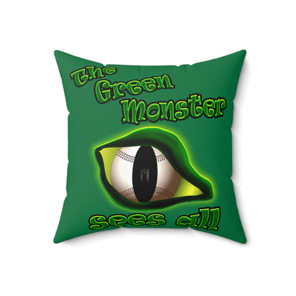 green monster - Spun Polyester Square Pillow - (dark green)