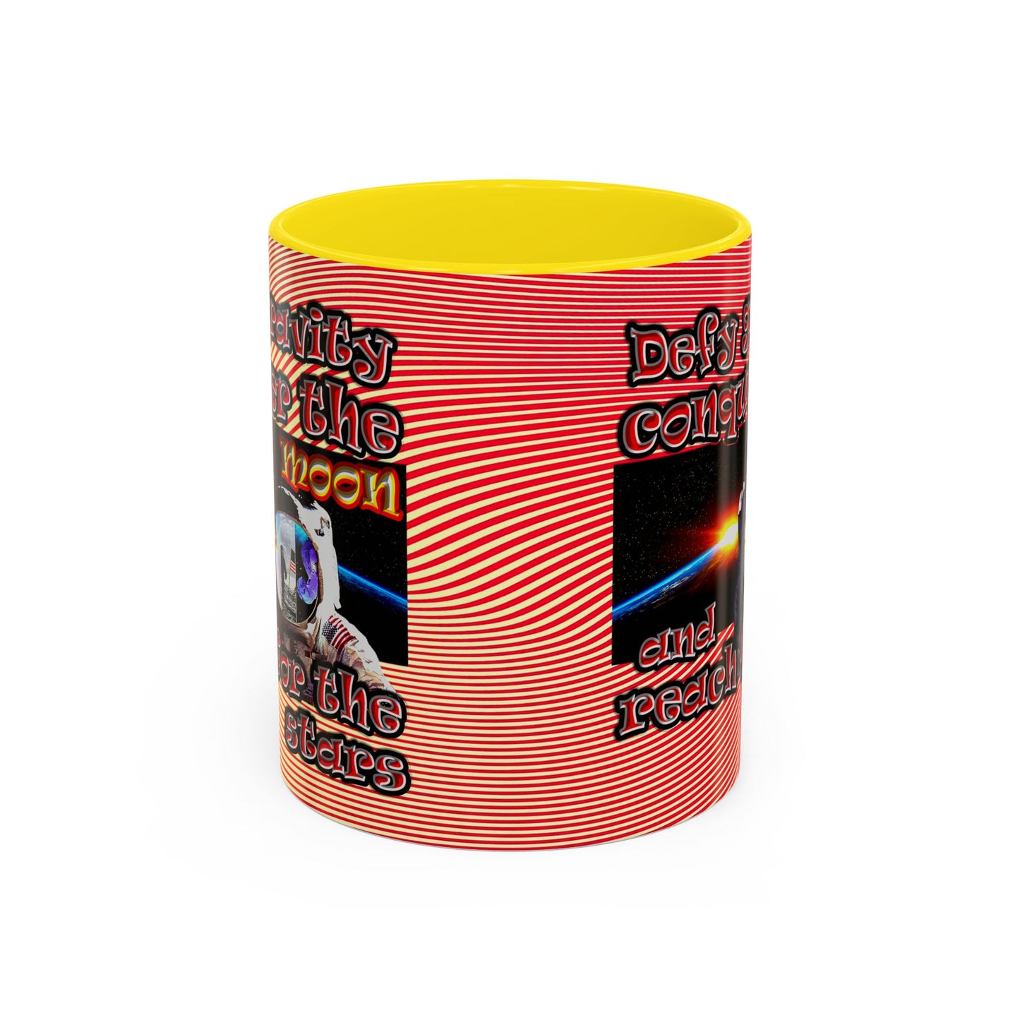 defy conquer reach - Accent Mug (yellow-orange wave)