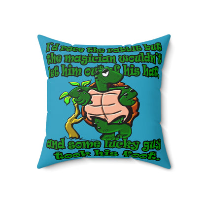 turtle race - Spun Polyester Square Pillow - (turquoise)