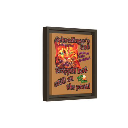 schrodinger's cat - framed canvas art (light brown)