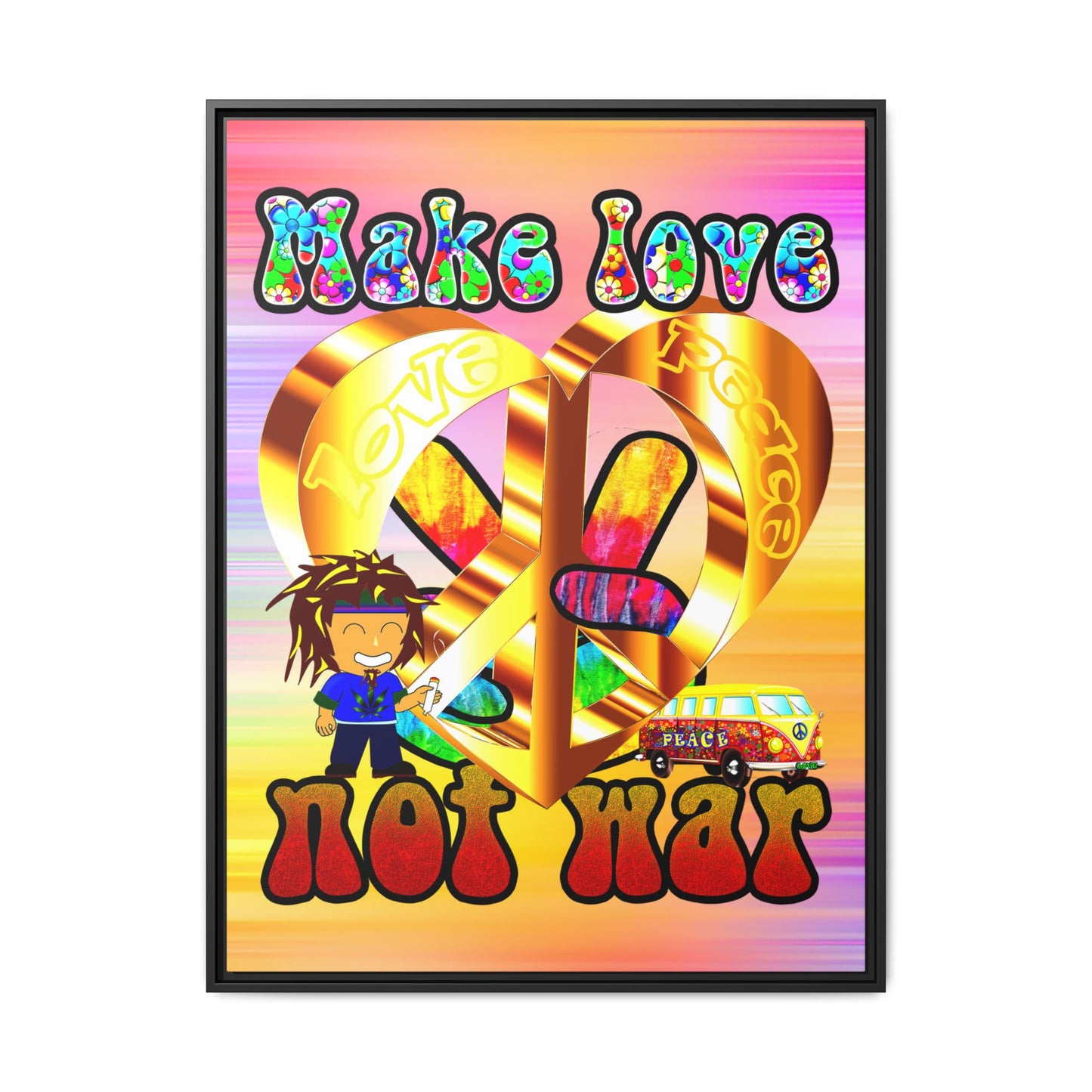love peace - framed canvas art (color blur)