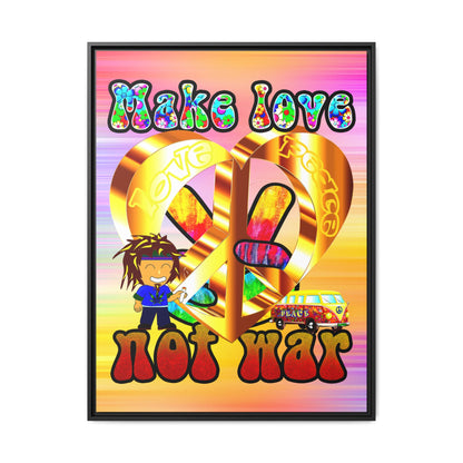 love peace - framed canvas art (color blur)