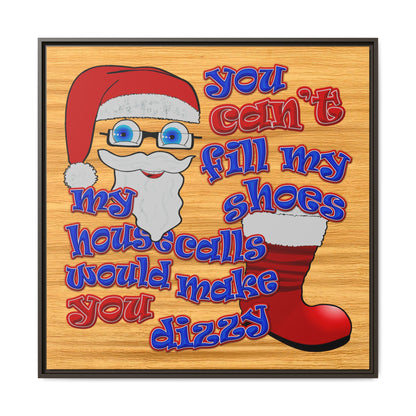 santa's shoes - framed canvas art (butterscotch wood finish)