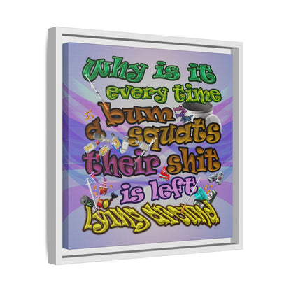 the bum's shit - framed canvas art (light blue-pink wave)