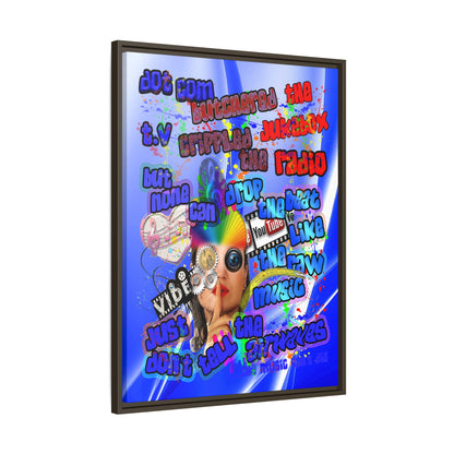 drop the beat - framed canvas art (blue-white wave)