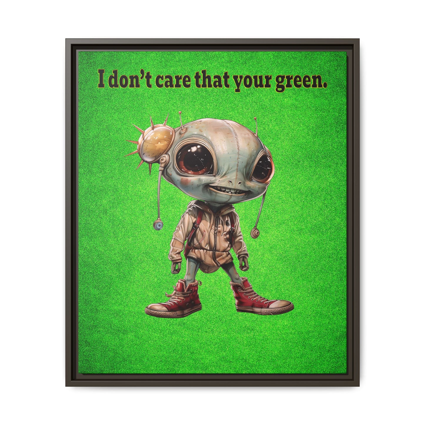I don't care that your green - framed canvas art (green turf)
