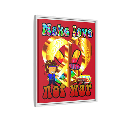 love peace - framed canvas art (dark red)