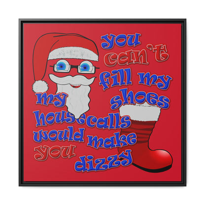 santa's shoes - framed canvas art (dark red)