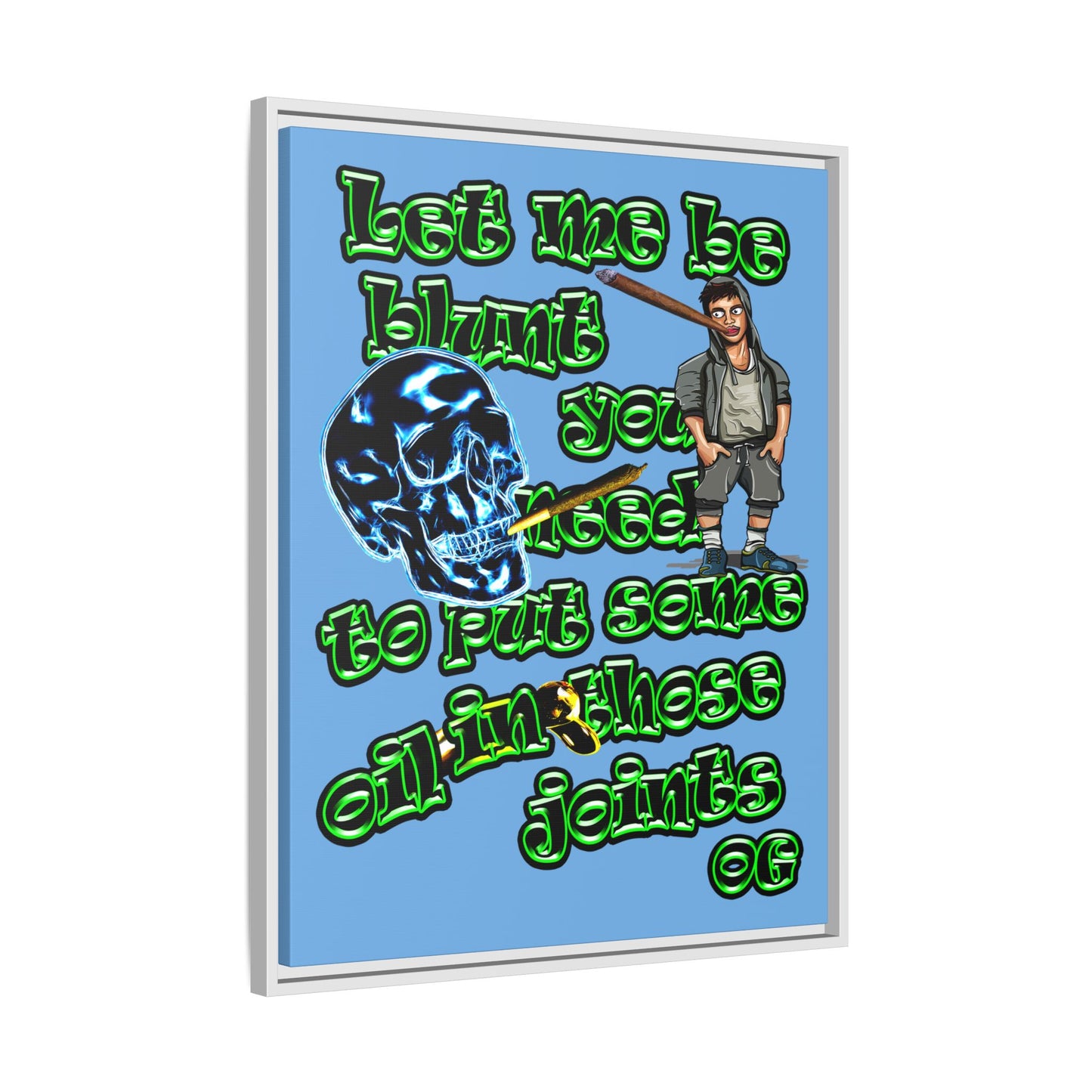 og - framed canvas art (light blue)