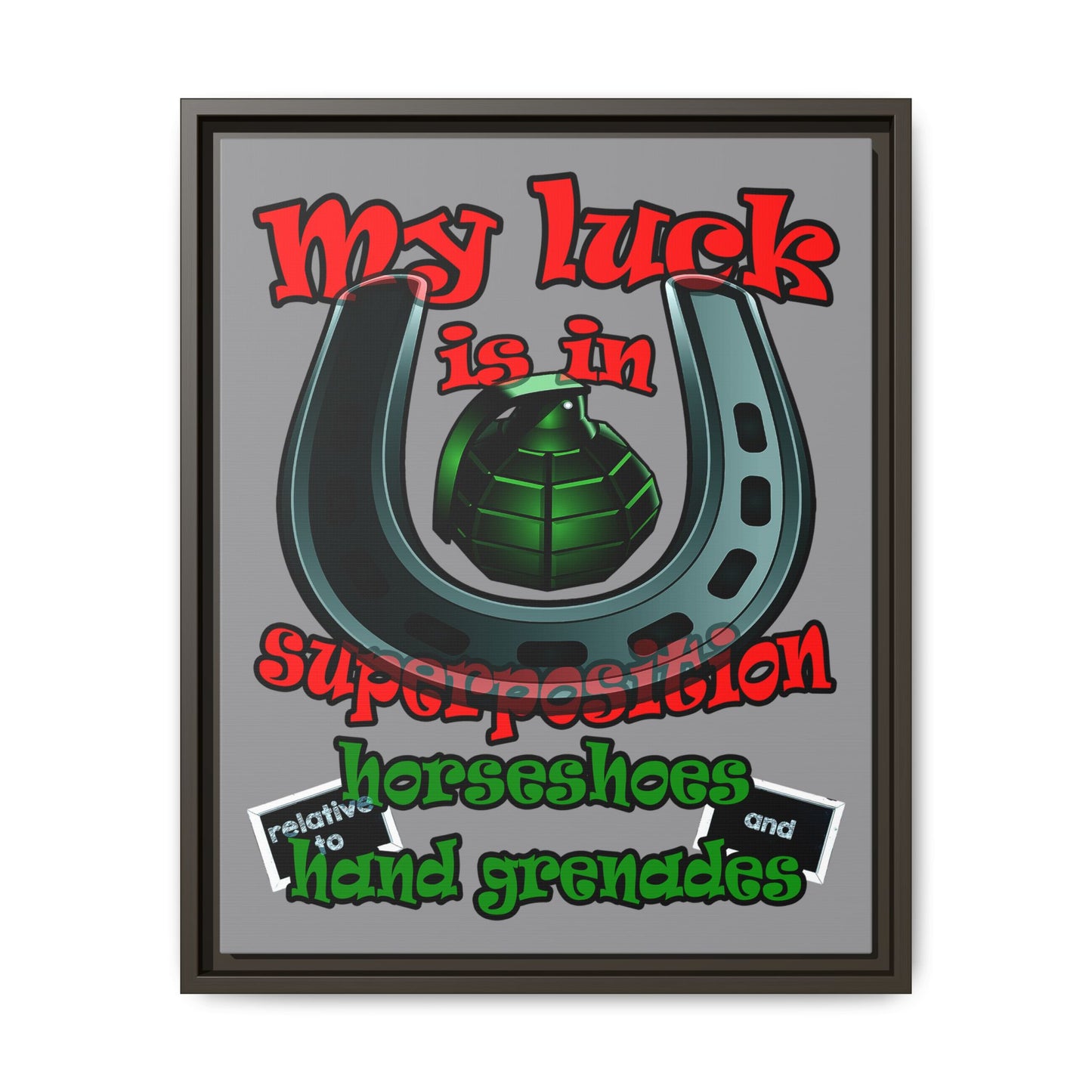 my luck - framed canvas art (grey)