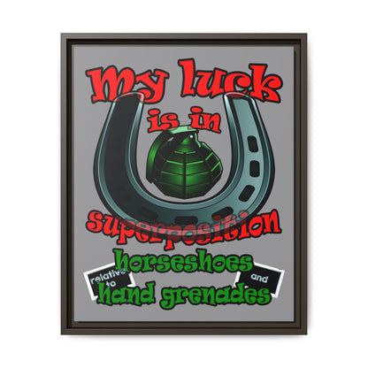 my luck - framed canvas art (grey)