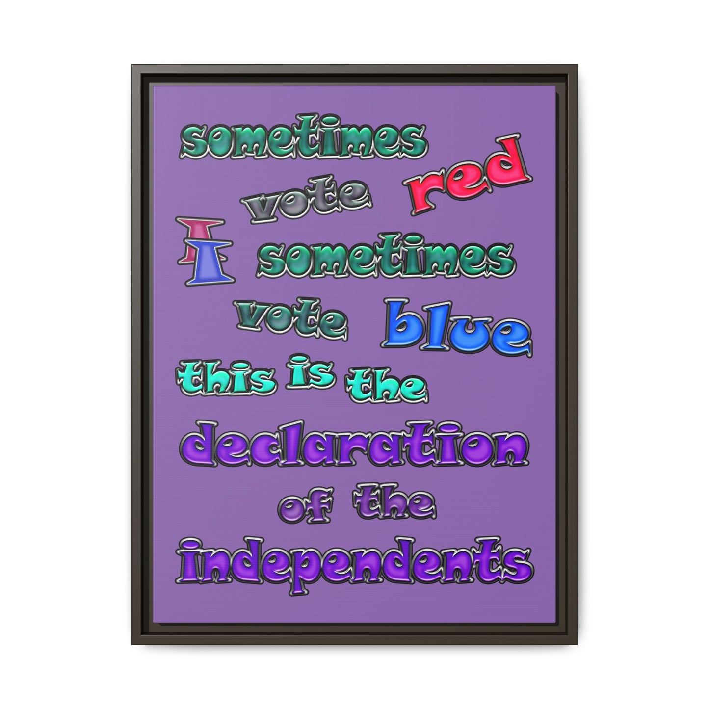 declaration of the independents - framed canvas art (light purple)