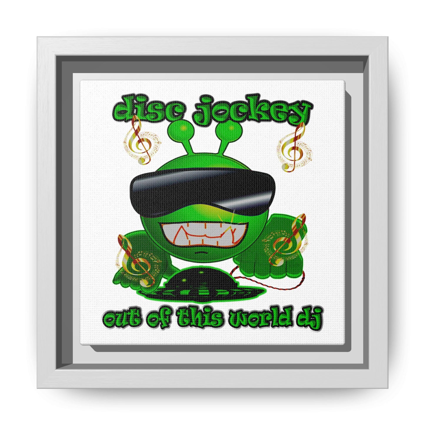 disc jockey - framed canvas art (white)