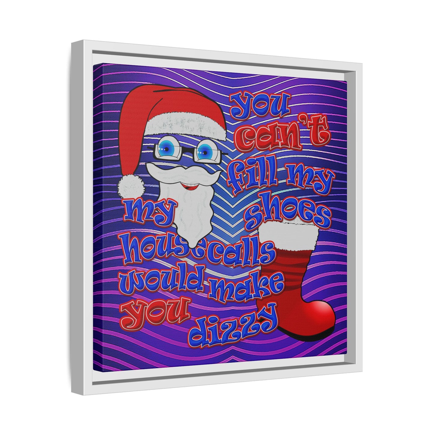 santa's shoes - framed canvas art (purple wave)