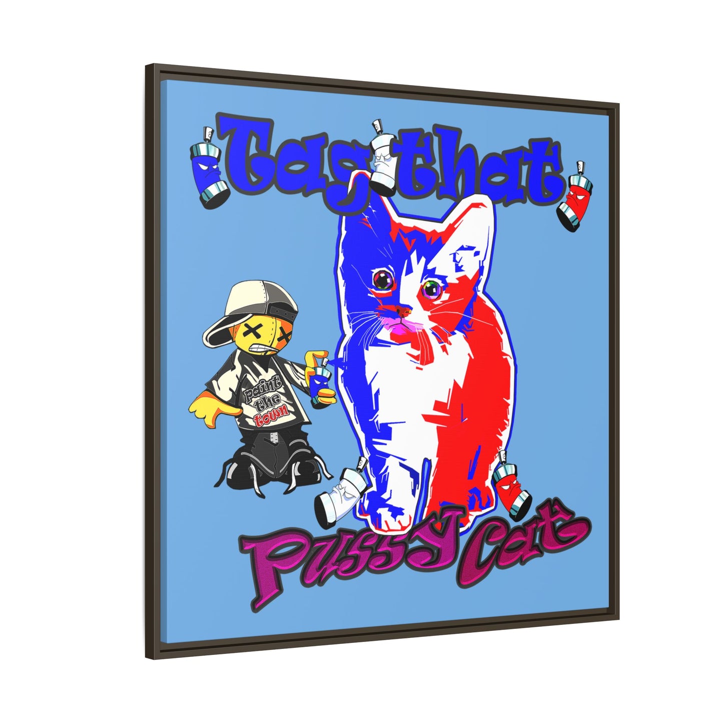 tag that - framed canvas art (light blue)