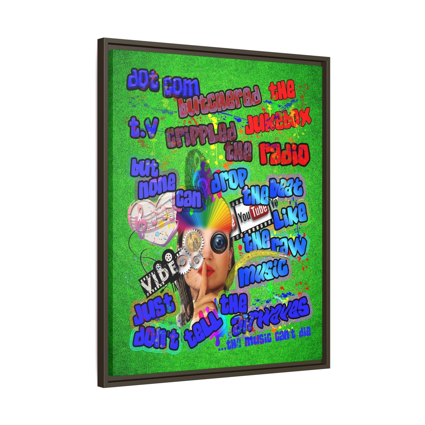 drop the beat - framed canvas art (green turf)