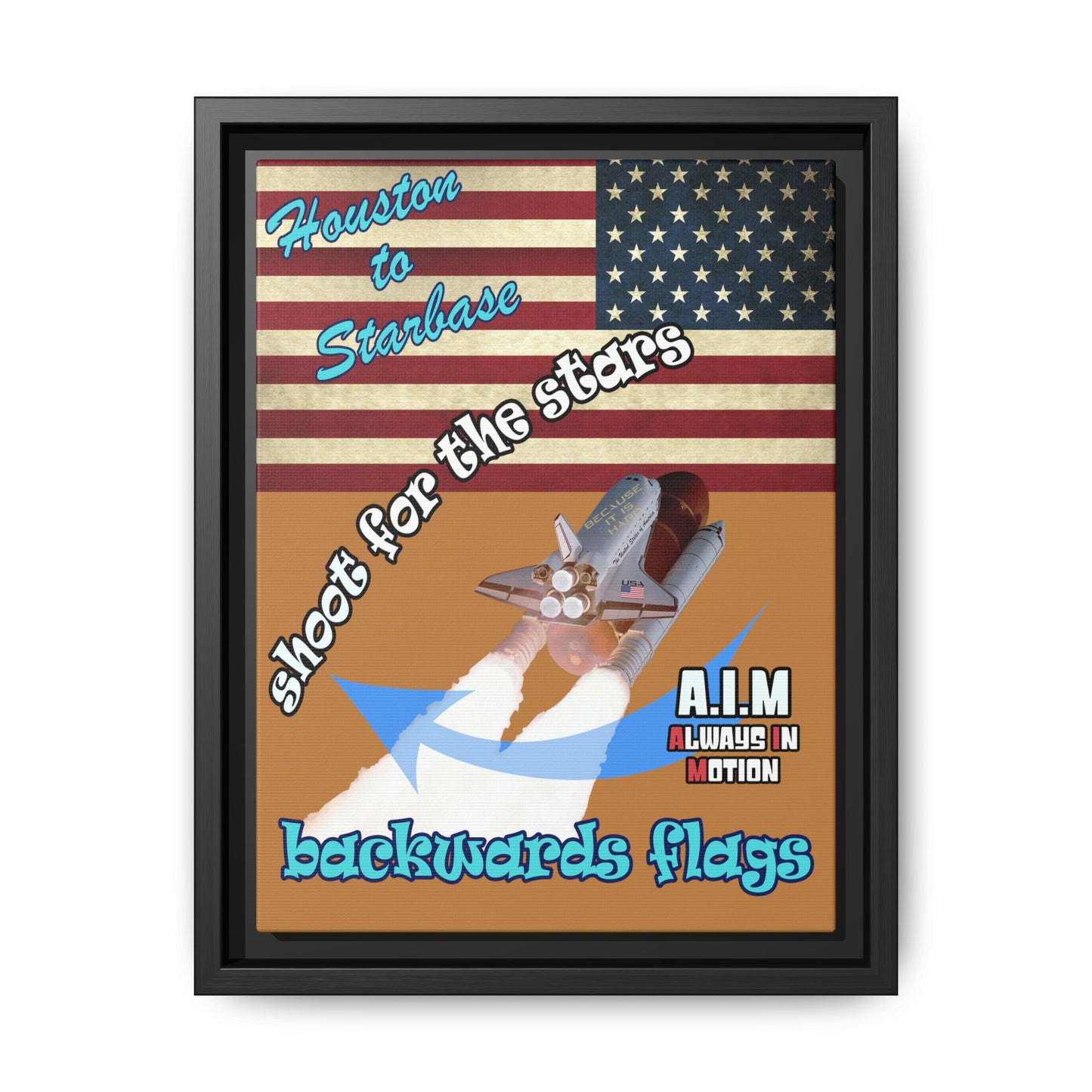 shoot for the stars - framed canvas art (light brown)
