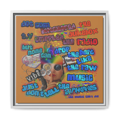 drop the beat - framed canvas art (light brown)