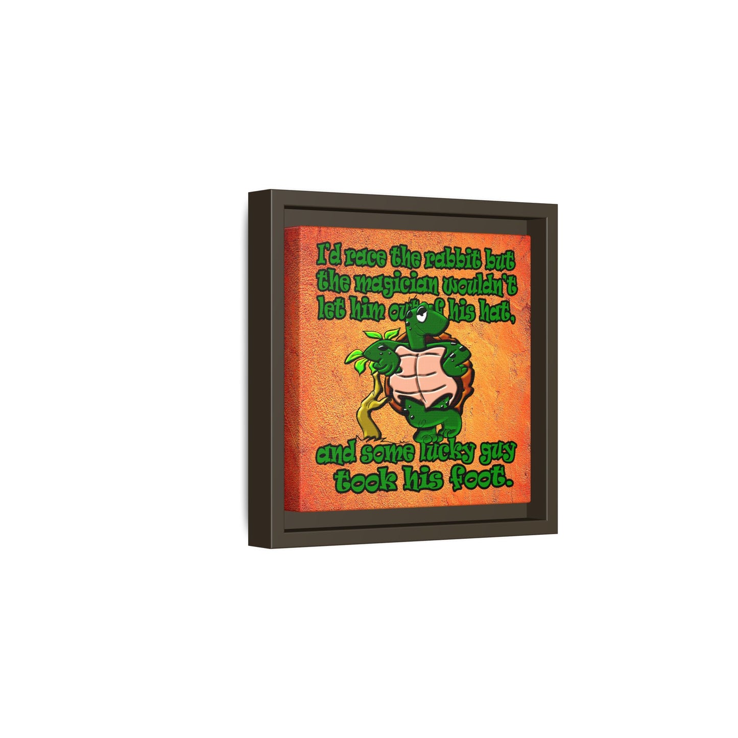 turtle race - framed canvas art (burnt orange)