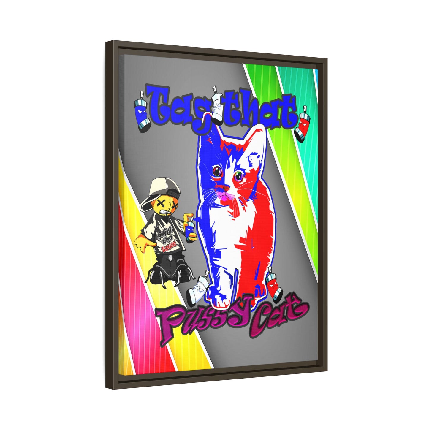 tag that - framed canvas art (rainbow split)