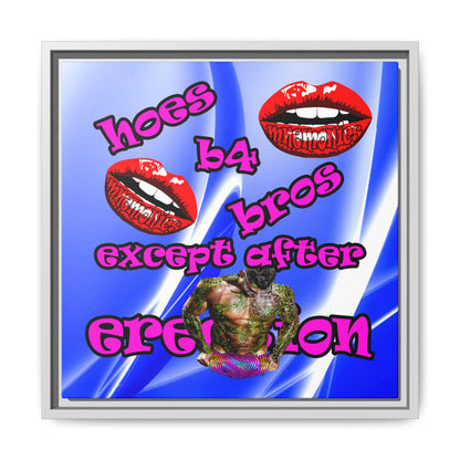 hoes b4 bros - framed canvas art (blue-white wave)