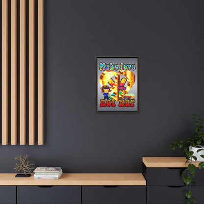 love peace - framed canvas art (brushed nickel)