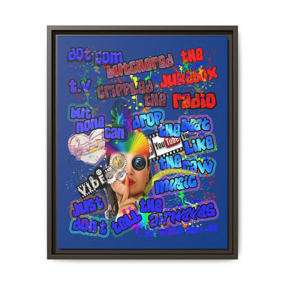 drop the beat - framed canvas art (dark blue)