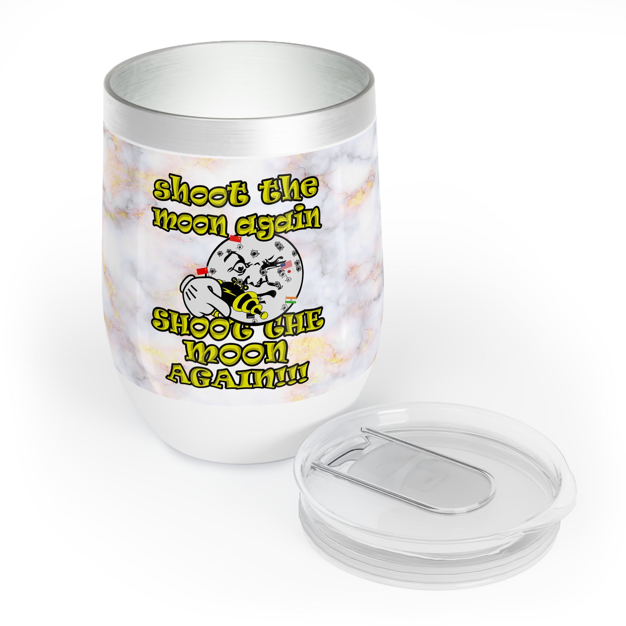 shoot the moon again - Chill Wine Tumbler (white marble)