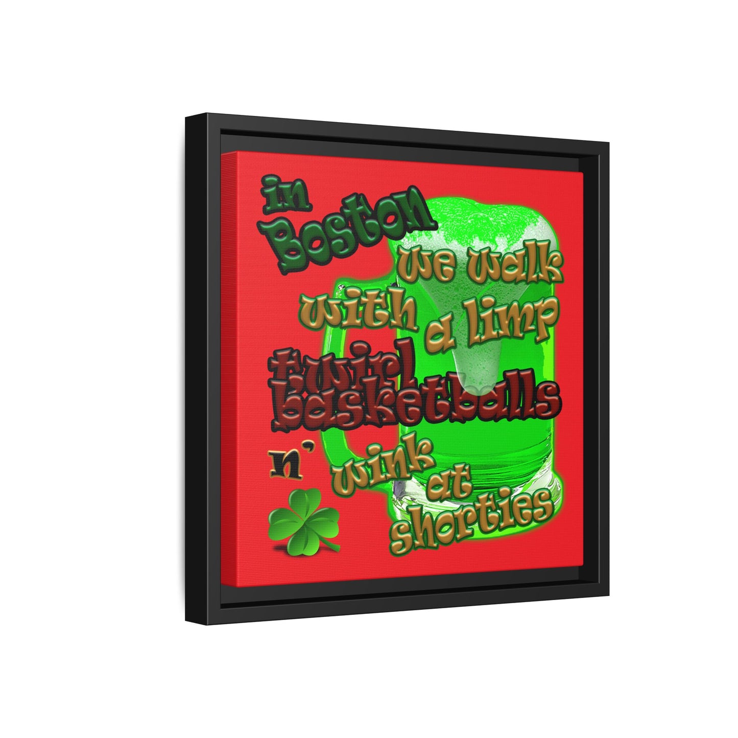 celtics logo - framed canvas art (red)
