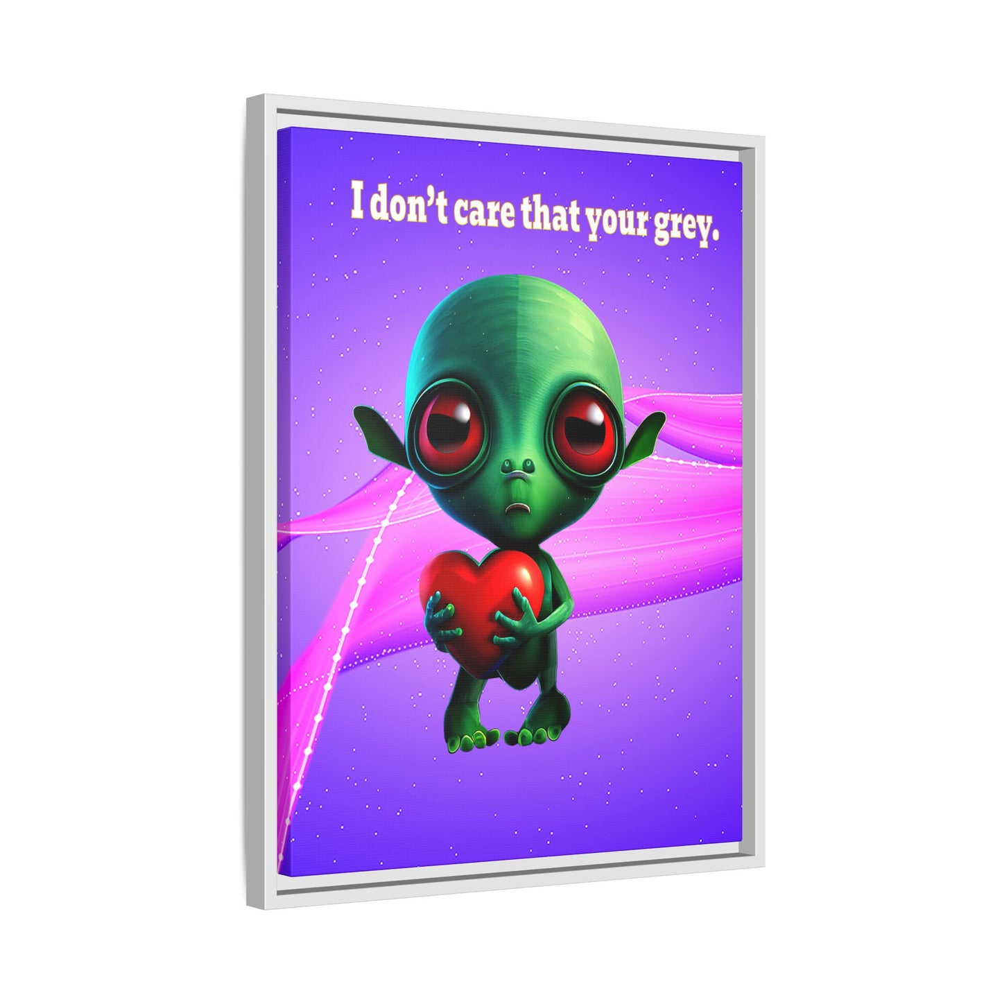 I don't care that your grey - framed canvas art (purple-pink wave)