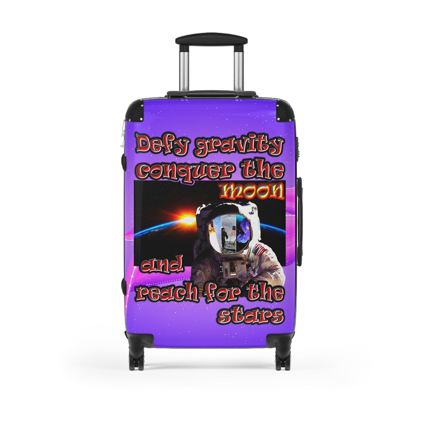 defy conquer reach - suitcase (purple-pink wave)