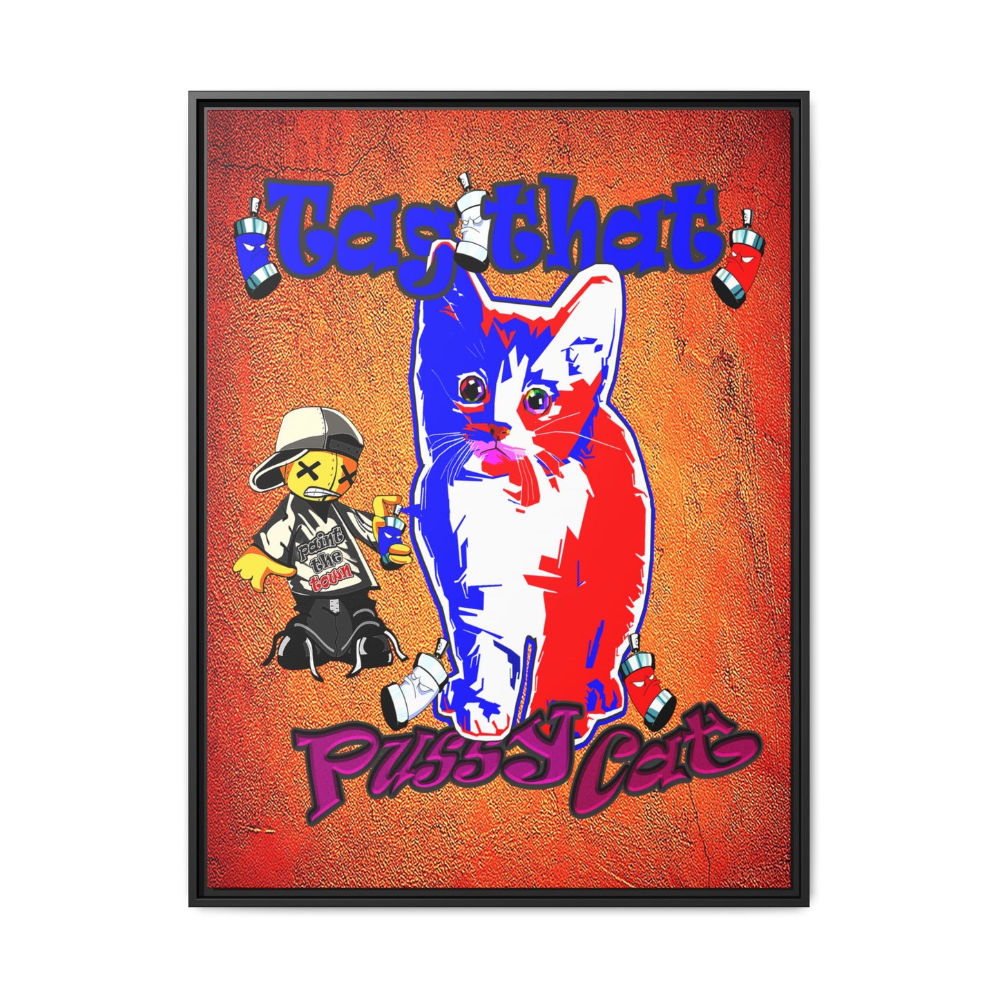 tag that - framed canvas art (burnt orange)