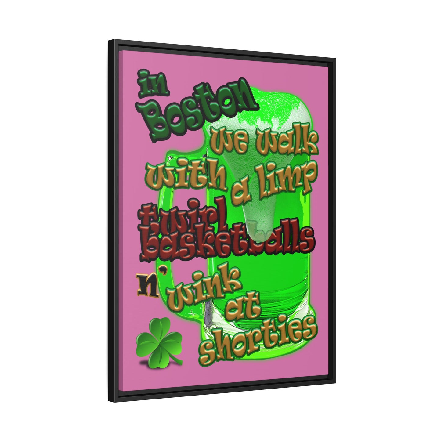 celtics logo - framed canvas art (light pink)