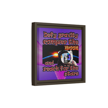 defy conquer reach - framed canvas art (purple-pink wave)